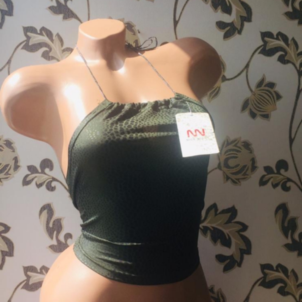 Khaki crop top onesize y2k emerald crop top